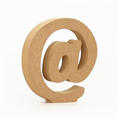 10CM High-Density Solid Pine Fiberboard Alphabet Ornaments, Number and Symbol Wooden Crafts, Natural Wood Color DIY Creative Letters for Home Decor (Symbol @)