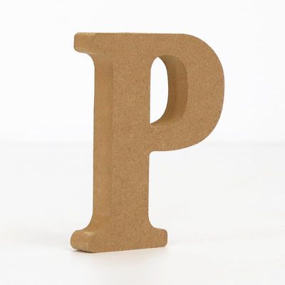 10CM High-Density Solid Pine Fiberboard Alphabet Ornaments, Number and Symbol Wooden Crafts, Natural Wood Color DIY Creative Letters for Home Decor (Letter P)