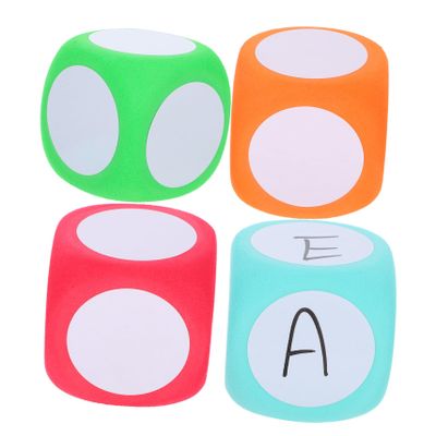 Abaodam 4pcs Erasable Foam Dice for Classroom 6CM Blank Dry Erase Cubes DIY Teaching Props for Math Activities Number Recognition Learning Games