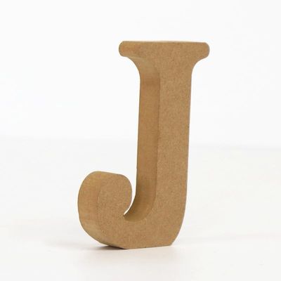 10CM High-Density Solid Pine Fiberboard Alphabet Ornaments, Number and Symbol Wooden Crafts, Natural Wood Color DIY Creative Letters for Home Decor (Letter J)