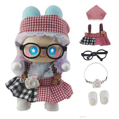 17cm Doll Clothes for Labubu 5-Piece Set, Accessories Suit Designer Outfit with Glasses, Girl Cute Clothes for Dress up Unique Style,Compatible with LBB 5.91-6.7inch Dolls as Accessories Only