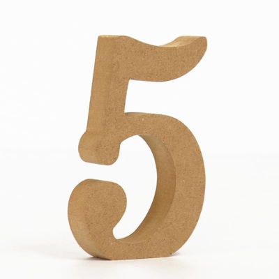 10CM High-Density Solid Pine Fiberboard Alphabet Ornaments, Number and Symbol Wooden Crafts, Natural Wood Color DIY Creative Letters for Home Decor (Number 5)