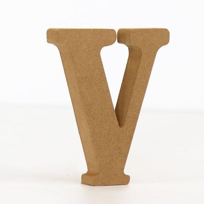 10CM High-Density Solid Pine Fiberboard Alphabet Ornaments, Number and Symbol Wooden Crafts, Natural Wood Color DIY Creative Letters for Home Decor (Letter V)