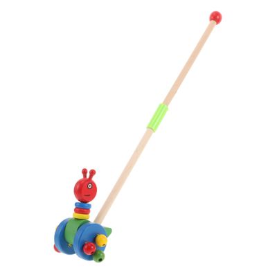 CORHAD Wooden Push Walker for Colorful Cartoon Animal Design with Rolling Wheels Promotes Motor Skills for Boys for Indoor Walking Practice