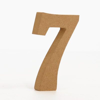 10CM High-Density Solid Pine Fiberboard Alphabet Ornaments, Number and Symbol Wooden Crafts, Natural Wood Color DIY Creative Letters for Home Decor (Number 7)
