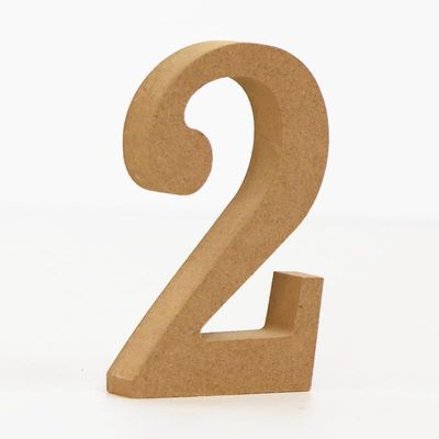 10CM High-Density Solid Pine Fiberboard Alphabet Ornaments, Number and Symbol Wooden Crafts, Natural Wood Color DIY Creative Letters for Home Decor (Number 2)