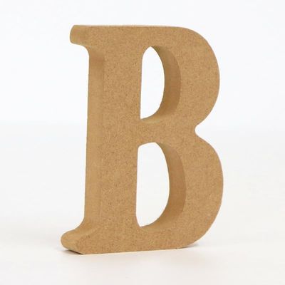 10CM High-Density Solid Pine Fiberboard Alphabet Ornaments, Number and Symbol Wooden Crafts, Natural Wood Color DIY Creative Letters for Home Decor (Letter B)
