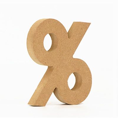 10CM High-Density Solid Pine Fiberboard Alphabet Ornaments, Number and Symbol Wooden Crafts, Natural Wood Color DIY Creative Letters for Home Decor (Symbol%)