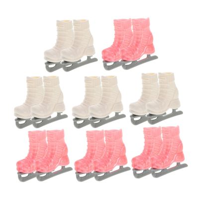 UPKOCH 8pairs Mini Roller Skates for Dolls Cute Durable Skating Shoes Accessory for Dollhouse Decor and Boy Girl Playtime Includes White and Pink