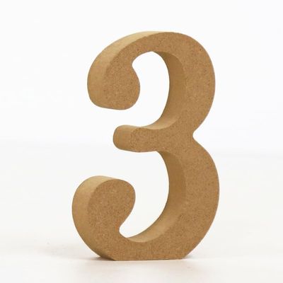 10CM High-Density Solid Pine Fiberboard Alphabet Ornaments, Number and Symbol Wooden Crafts, Natural Wood Color DIY Creative Letters for Home Decor (Number 3)