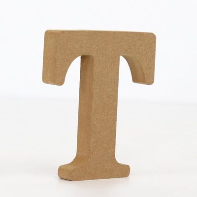 10CM High-Density Solid Pine Fiberboard Alphabet Ornaments, Number and Symbol Wooden Crafts, Natural Wood Color DIY Creative Letters for Home Decor (Letter T)