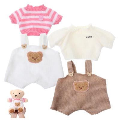 Abaodam 2 Sets Stuffed Animal Clothes for Bears Adorable Doll Sweater and Suspender Pants for Playdates Creative Dressing and Family Bonding Activities