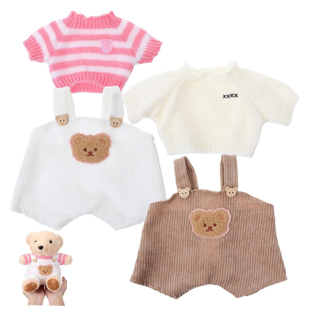Abaodam 2 Sets Stuffed Animal Clothes for Bears Adorable Doll Sweater and Suspender Pants for Playdates Creative Dressing and Family Bonding Activities