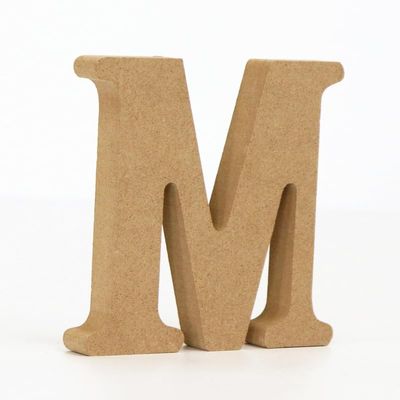 10CM High-Density Solid Pine Fiberboard Alphabet Ornaments, Number and Symbol Wooden Crafts, Natural Wood Color DIY Creative Letters for Home Decor (Letter M)
