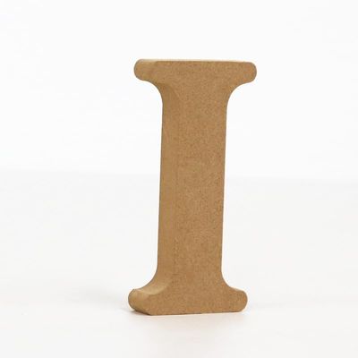 10CM High-Density Solid Pine Fiberboard Alphabet Ornaments, Number and Symbol Wooden Crafts, Natural Wood Color DIY Creative Letters for Home Decor (Letter I)