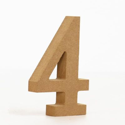 10CM High-Density Solid Pine Fiberboard Alphabet Ornaments, Number and Symbol Wooden Crafts, Natural Wood Color DIY Creative Letters for Home Decor (Number 4)