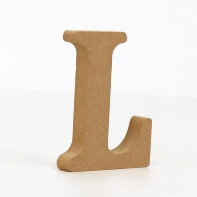 10CM High-Density Solid Pine Fiberboard Alphabet Ornaments, Number and Symbol Wooden Crafts, Natural Wood Color DIY Creative Letters for Home Decor (Letter L)