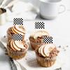 100 Pack Checkered Racing Flag Cupcake Toppers Flag Finish Line Cupcake Picks Flag Race Car Small Mini Cake Decorations Party Supplies Black and White view 3
