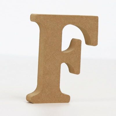 10CM High-Density Solid Pine Fiberboard Alphabet Ornaments, Number and Symbol Wooden Crafts, Natural Wood Color DIY Creative Letters for Home Decor (Letter F)