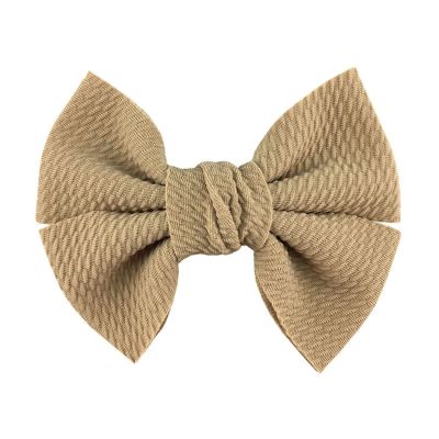 10Pcs/Lot 4.5" Large Waffle Fabric Hair Bows for Girls Popular Sweet Fashion Accessories Bowknot Boutique Head Wear(Khaki,Without Clip)