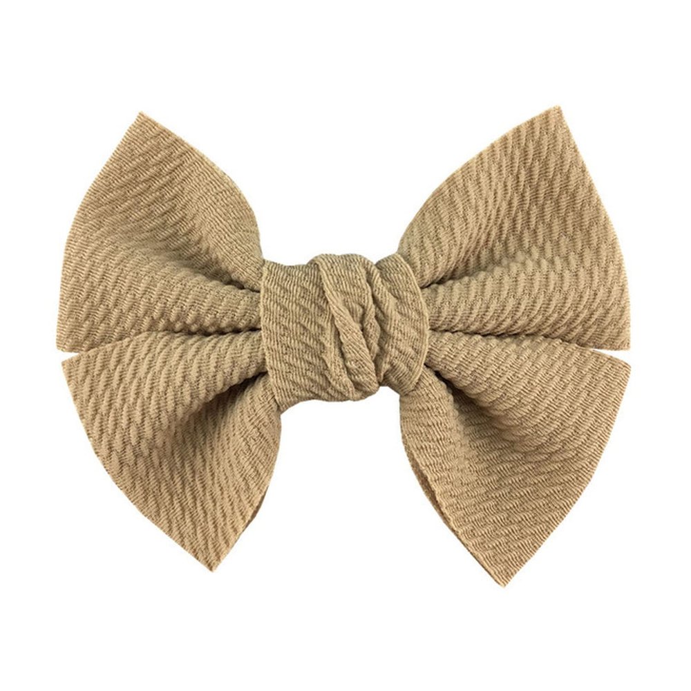 10Pcs/Lot 4.5" Large Waffle Fabric Hair Bows for Girls Popular Sweet Fashion Accessories Bowknot Boutique Head Wear(Khaki,Without Clip)