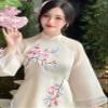 A1 Elegant Petal Bloom Cream Modern Vietnamese Ao Dai Set | Modern Ao Dai | Women Ao Dai | Lunar New Year (4XL) view 3