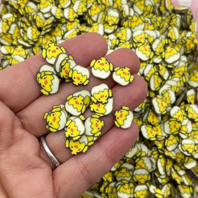 Yellow Chick Polymer Clay Sprinkles, Easter Chicken Sprinkles, Fimo Fake Sprinkle Mix, Miniature Clay Chick Embellishments for Decoden and Crafts (30 gram bag)
