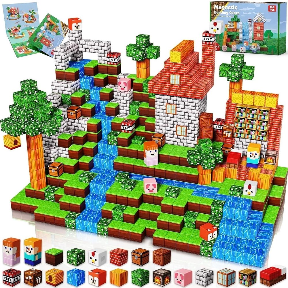Annexfun Grassland Red Brick Magnetic Blocks - 150 PCS Build