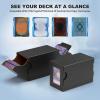 Card Deck Box Trading Card Storage Box MTG Commander Deck Box TCG with 4 Dividers Sports Card Storage Holder 200 Single Sleeved Leather Magnetic Closure YuGiOh Deckbox TCG Case Desktop Organizer Black view 2