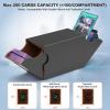 Card Deck Box Trading Card Storage Box MTG Commander Deck Box TCG with 4 Dividers Sports Card Storage Holder 200 Single Sleeved Leather Magnetic Closure YuGiOh Deckbox TCG Case Desktop Organizer Black view 3