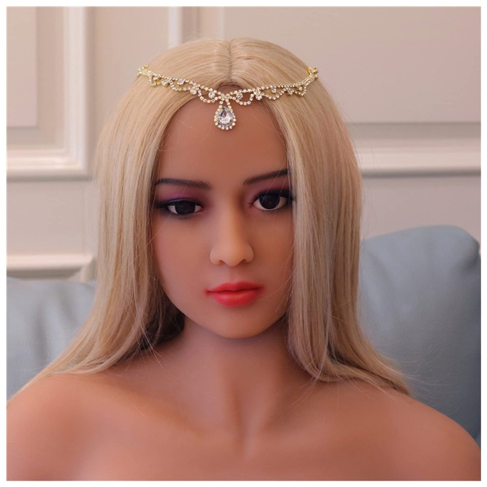 Boho Bridal Wedding Head Chain Rhinestone Hair Jewelry for Women Wedding Oval Crystal Hair Chain Accessories Gifts(4,Gold)