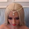 Boho Bridal Wedding Head Chain Rhinestone Hair Jewelry for Women Wedding Oval Crystal Hair Chain Accessories Gifts(4,Gold) view 2