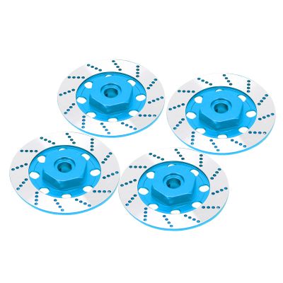 Drfeify RC Car Aluminum Brake Disc Kit, 2.3 Inch Diameter, Blue, with M4 Locking Nuts, Hexagonal Hub