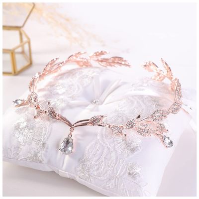 Party Girls Headband Wedding Headwear Bridal Headpieces Princess Hair Accessories Frontal Chain Head Jewelry Women Tiaras(Rose Gold)