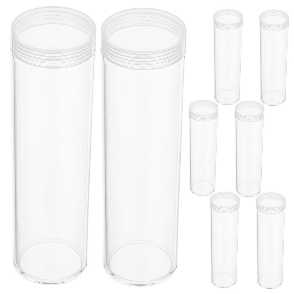 Angoily 8pcs Transparent Coin Storage Tubes Coin Holders for Quarters and Collectibles and Protection for Collectors and Hobbyists