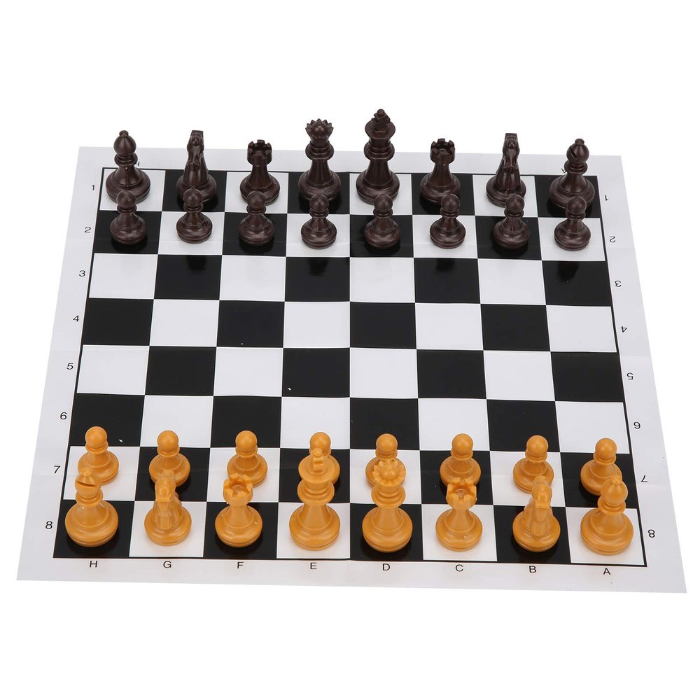 Portable Chess Set with Board, 25 x 25 inches, 56 Pieces, Travel-Friendly Folding Design