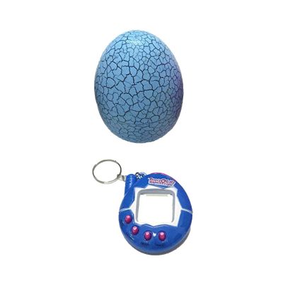 KIMISS Electronic Pet Game Portable Funny Virtual Digital Pet with Egg Shaped Box/Cover for Interactive and E Onal Toy for (Blue)