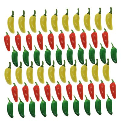 GLEAVI 60pcs Mini Simulation Peppers Bubble Peppers Colorful Fruits Vegetables Accessories for Learning and Play Random Color Random Color