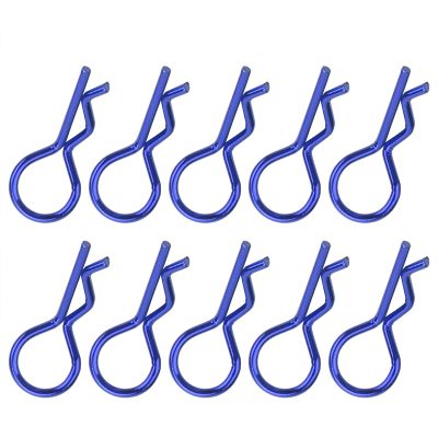 Drfeify RC Car Body Shell Clips, Metal R-Shaped, 1 Inch Length, 10 Pack, Blue, for 1/5 1/6 1/8 1/10 Scale RC Cars