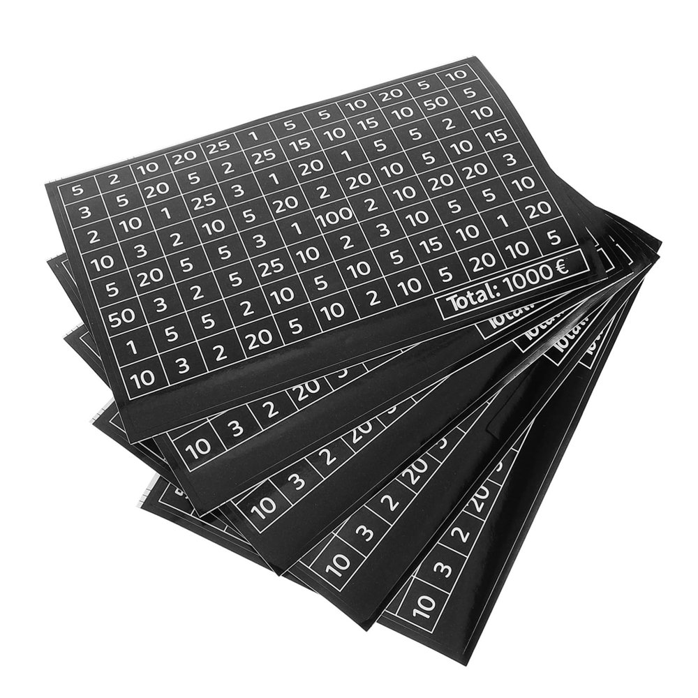 Abaodam 1000 Euro Challenge Money Saving Stickers for Piggy Bank Budget Tracking Charts for Adults DIY Savings Jar Labels Coin Tracker Sheets