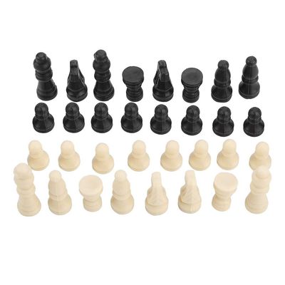 32-Piece PVC Chess Set, Portable Indoor Outdoor Game Pieces, Black and White, Standard International Size with Kings 1.5 Inches
