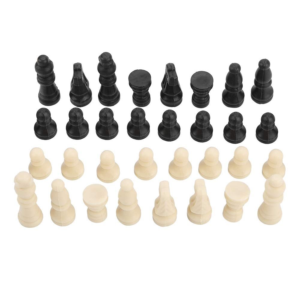 32-Piece PVC Chess Set, Portable Indoor Outdoor Game Pieces, Black and White, Standard International Size with Kings 1.5 Inches