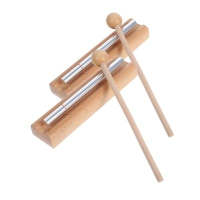 BESTonZON 2 Sets Montessori Musical Chime Bell Beechwood Percussion Instrument with Mallet for Classroom Chime Fun Learning Musical Exploration