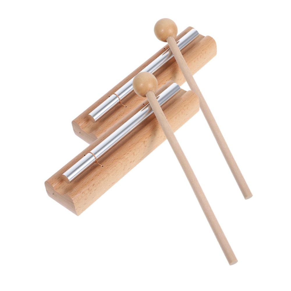 BESTonZON 2 Sets Montessori Musical Chime Bell Beechwood Percussion Instrument with Mallet for Classroom Chime Fun Learning Musical Exploration