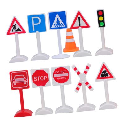 Alipis 1Set Miniature Traffic Signs and Lights for Traffic Cones Stop Signs and Crosswalk Signals for Sandbox Models and Train Tracks Bright Colors for Educational Play