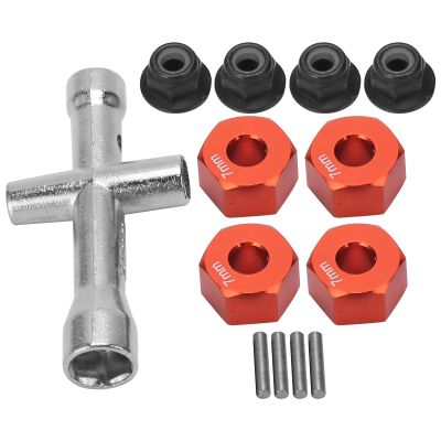 12mm Wheel Hex Hub Adapter for /10 RC Car  7mm Thick Aluminum Alloy Upgrade Part with M4 Flange Lock Nuts and Wrench Set for Enhanced Performance and Durability