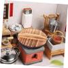 Amosfun Miniature Wok Set Lid Mini Kitchen Accessories Sturdy Iron Cookware for Dollhouse and Pretend Play Random Style view 2