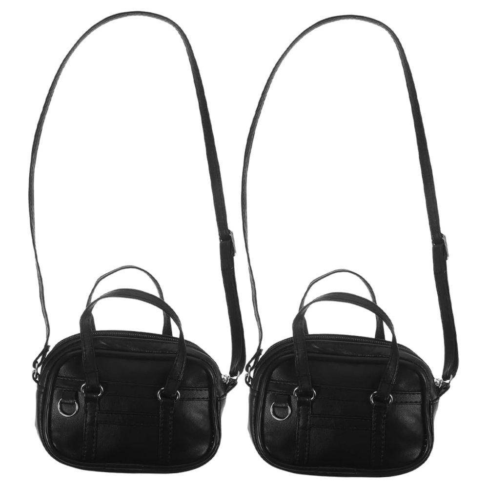 DOITOOL 2pcs Bags Miniature Doll Bag Dollhouse Miniature Bag Doll Outfit Bag Dollhouse Mini Shoulder Bag Stuffed Animal Shoulder Bag Ladies Wallet Dollhouse Bag Pu Black