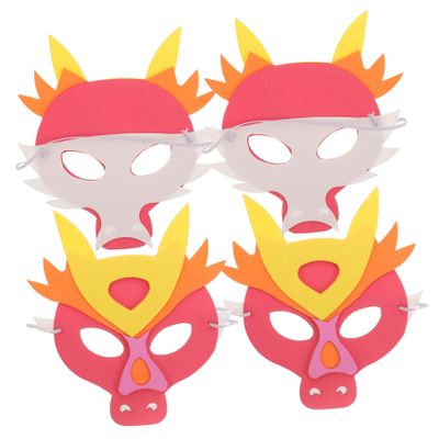 BESPORTBLE 4 pcs Dragon Masks for Cute Funny Party Masks for Boys for Masquerade Cosplay and Stage Performances Bright Design