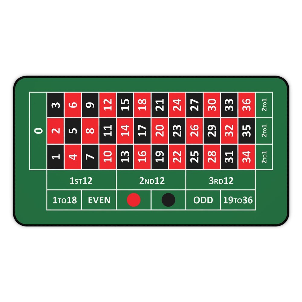 2 in 1 Desk Pad Casino Roulette Mat with Stitched Edge Premium Neoprene Non-Slip Rubber Base Office Tabletop Decor Surface